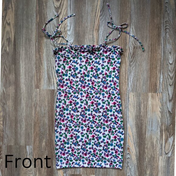 Floral Mini Bodycon Dress | Vero Moda | Size: XS | Tie Spaghetti Staps | NWOT - Picture 2 of 7